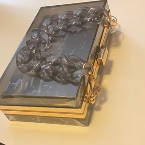 JILL & AlLLY Transparent Acrylic Chain Clutch